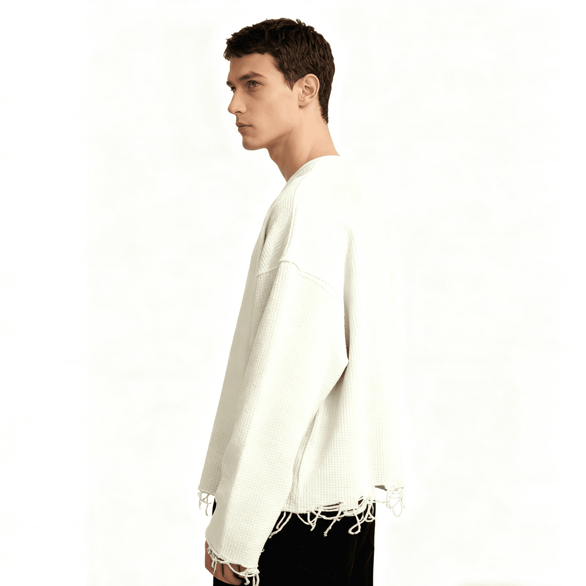 Unisex Heavyweight Waffle Cropped Long-Sleeve Shirt (290GSM)