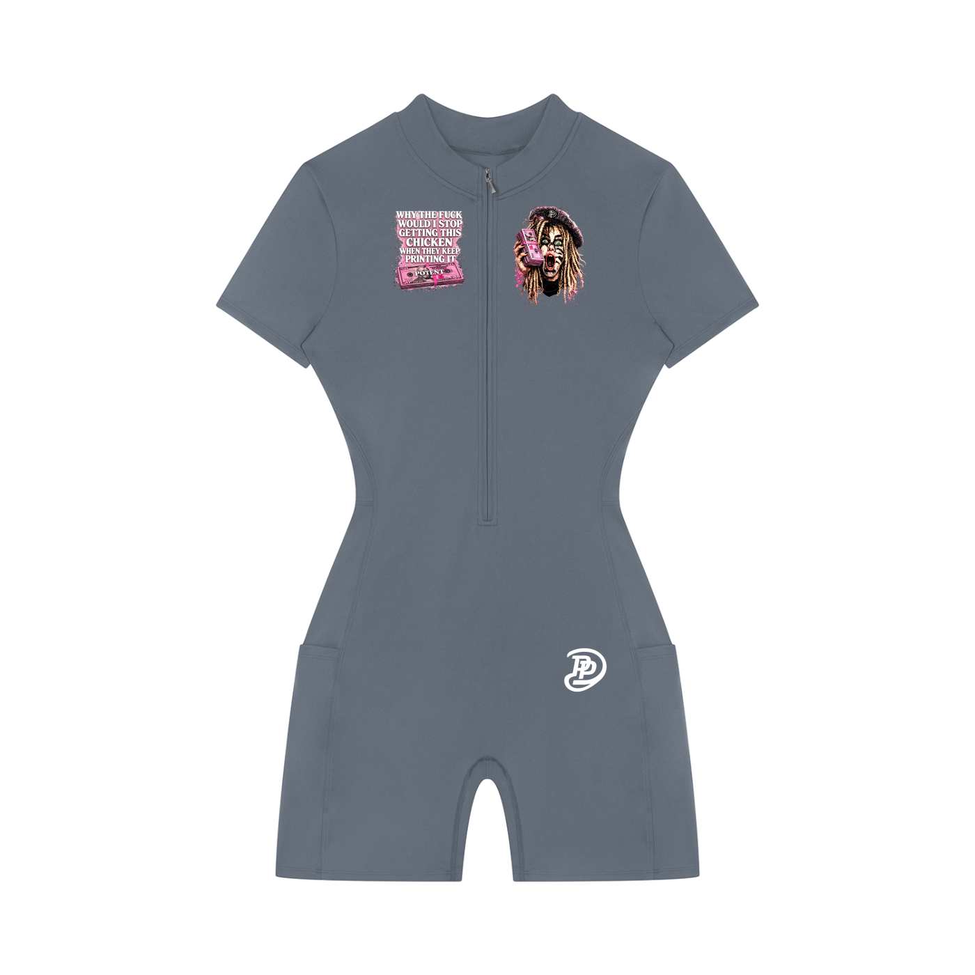 Women's Quarter-Zip Short Sleeve Romper