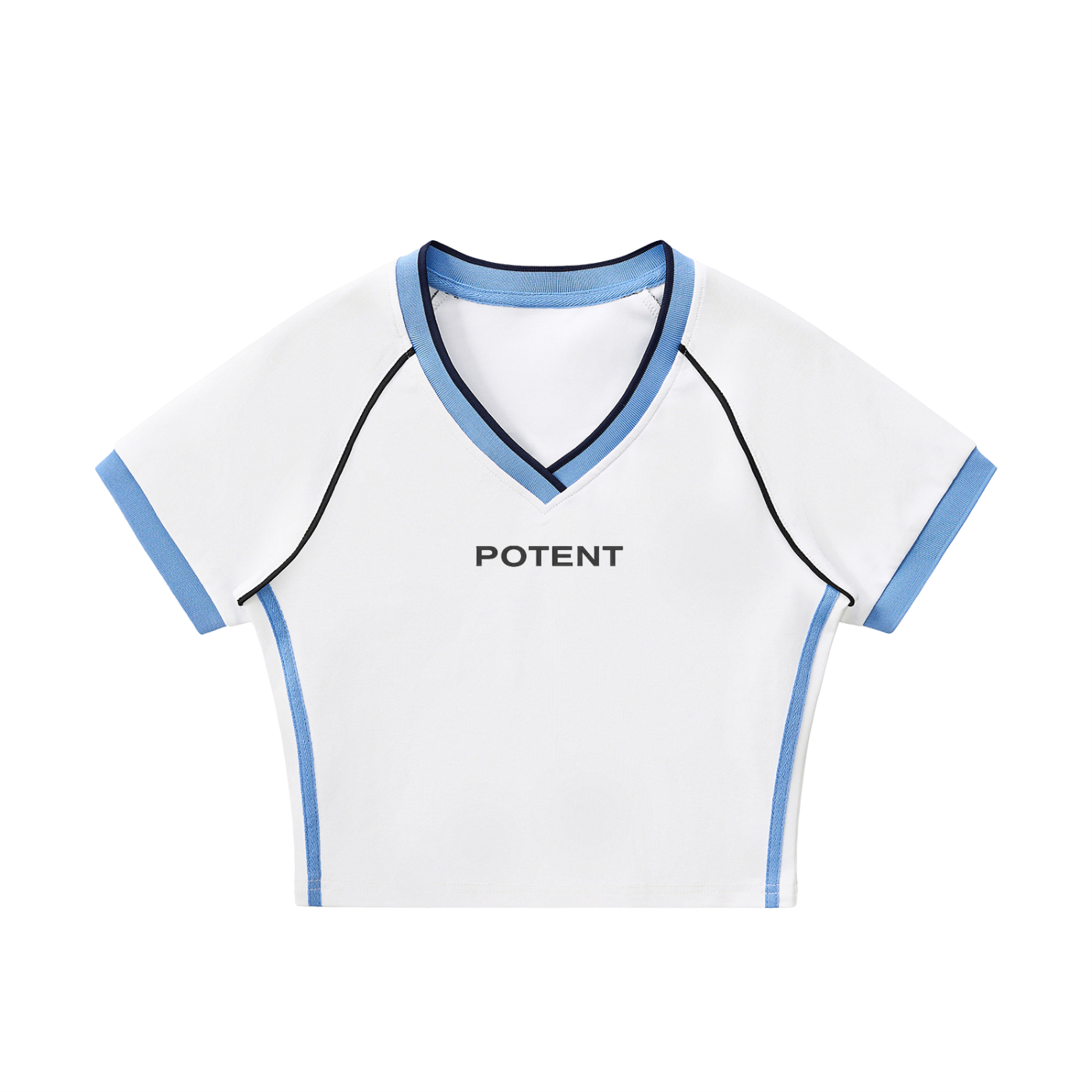 Contrast Trim V-Neck Crop T-Shirt