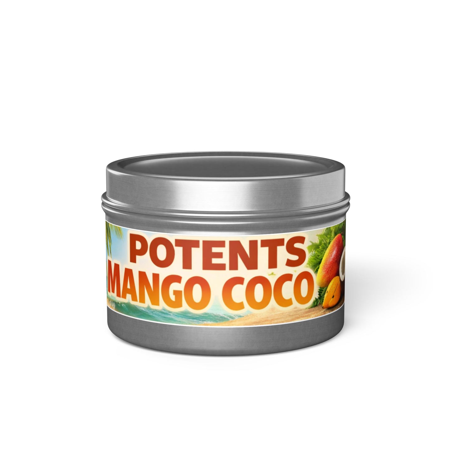 POTENTS Mango Coco Tin Candle — Tropical Mango & Coconut Scented Candle