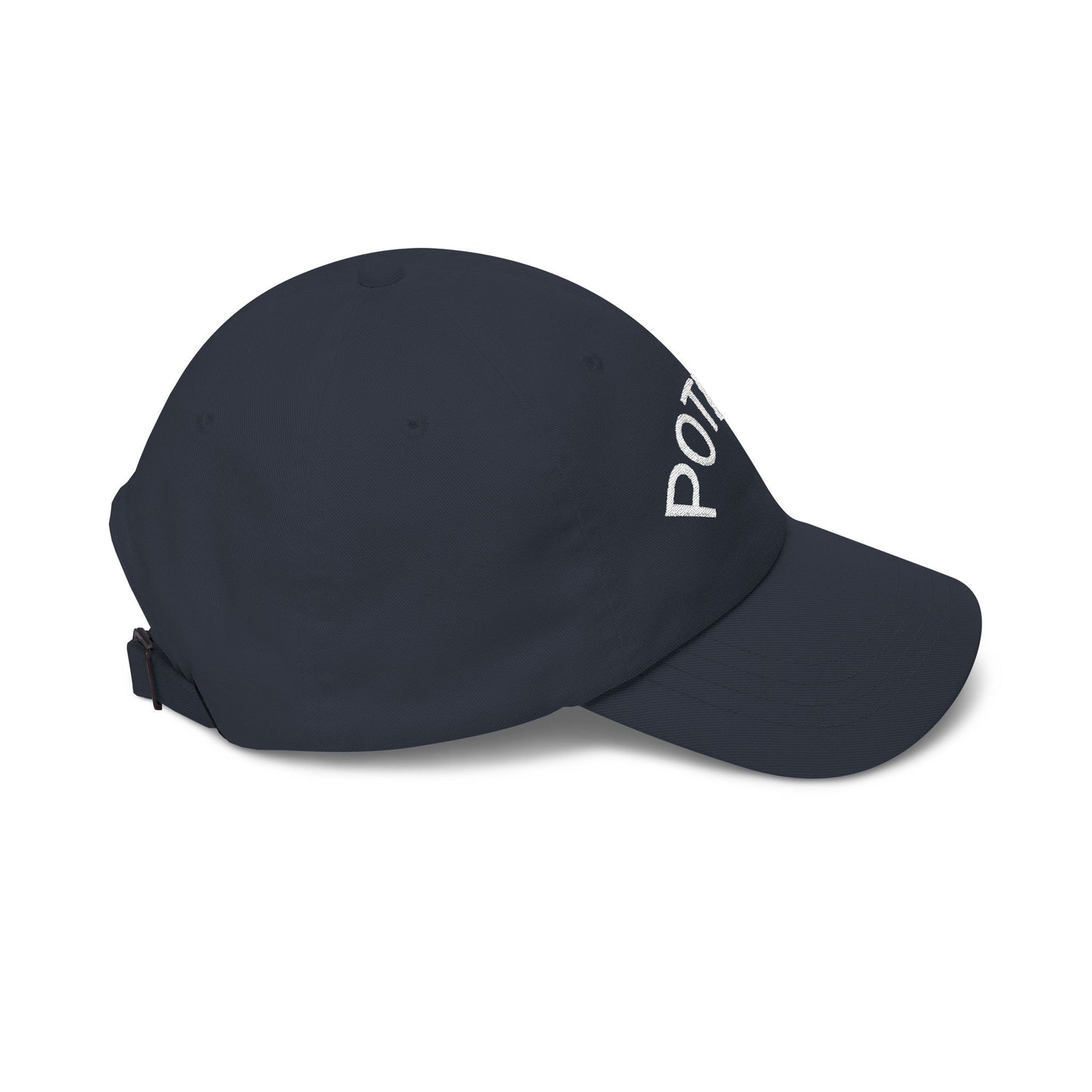 Potent Embroidered Dad Cap — Minimal White Baseball Hat