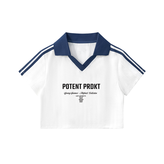 Contrast Collar Striped Cropped Jersey