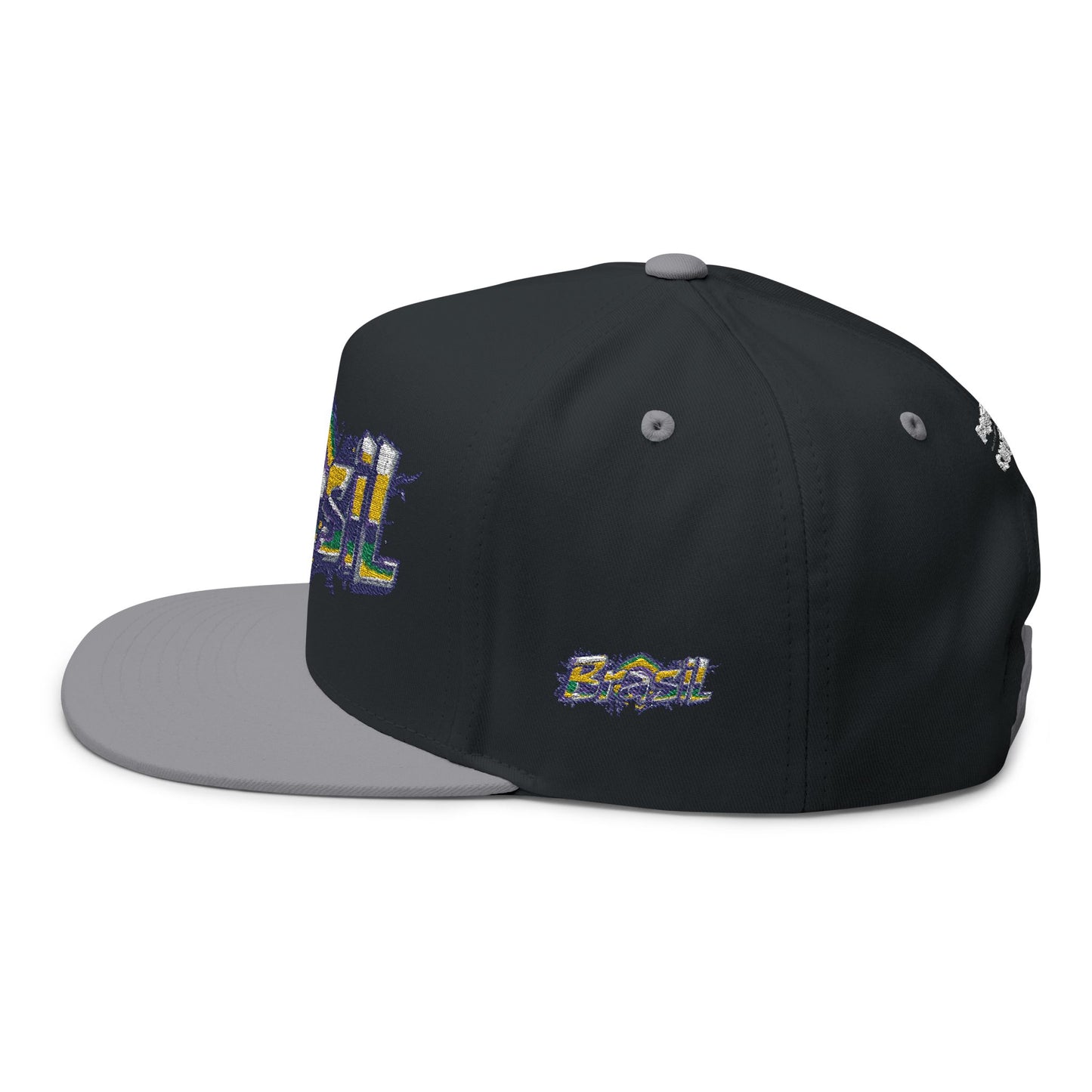 Brasil Graffiti Embroidered Flat Bill Cap — Brazilian Flag Streetwear Snapback
