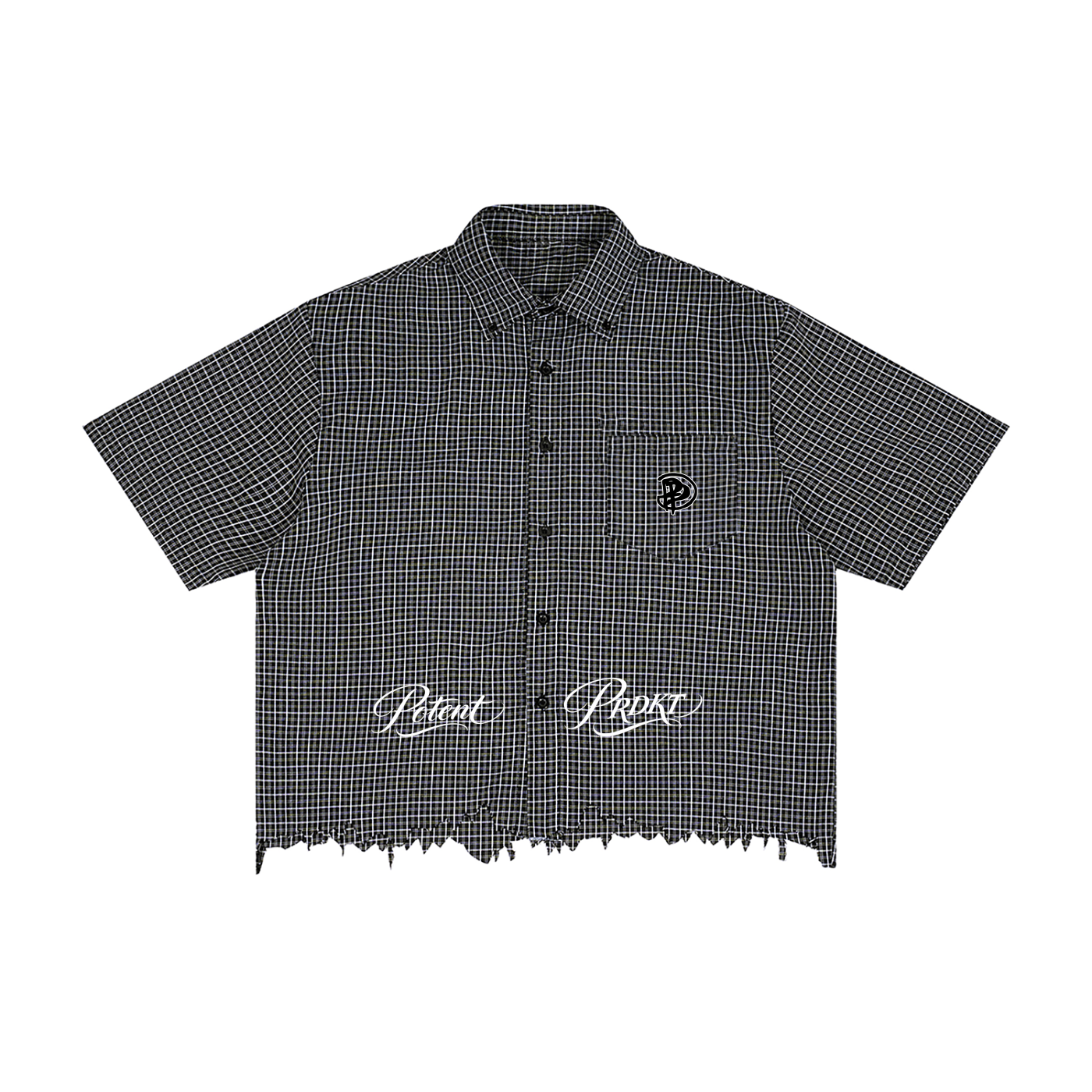 Unisex Distressed Plaid Boxy Shirt