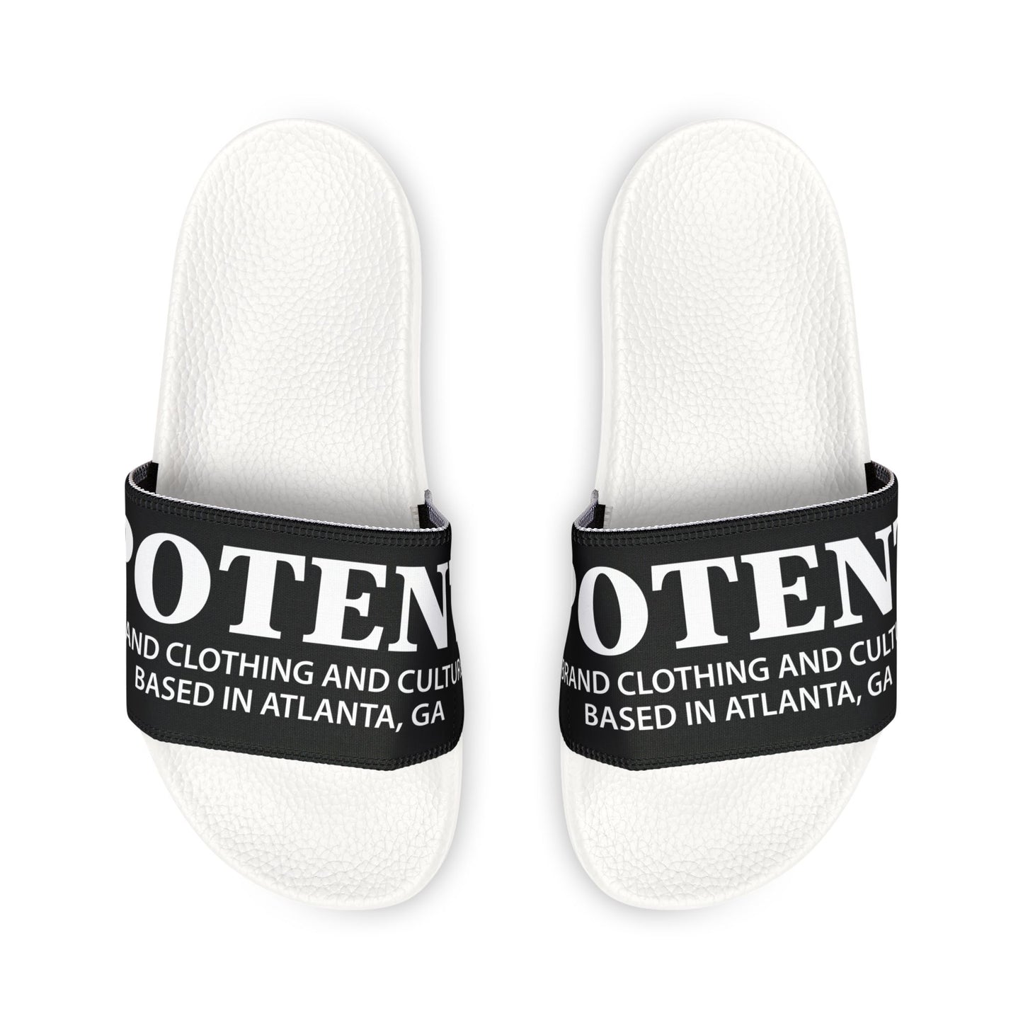 Removable-Strap Slide Sandals — Branded Black Band Casual Slides