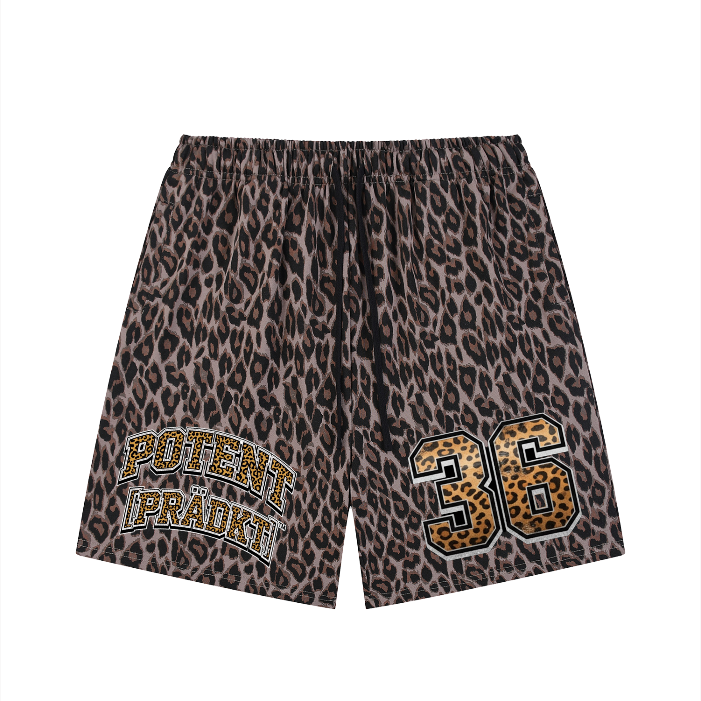 Unisex Heavyweight Leopard Drawstring Shorts