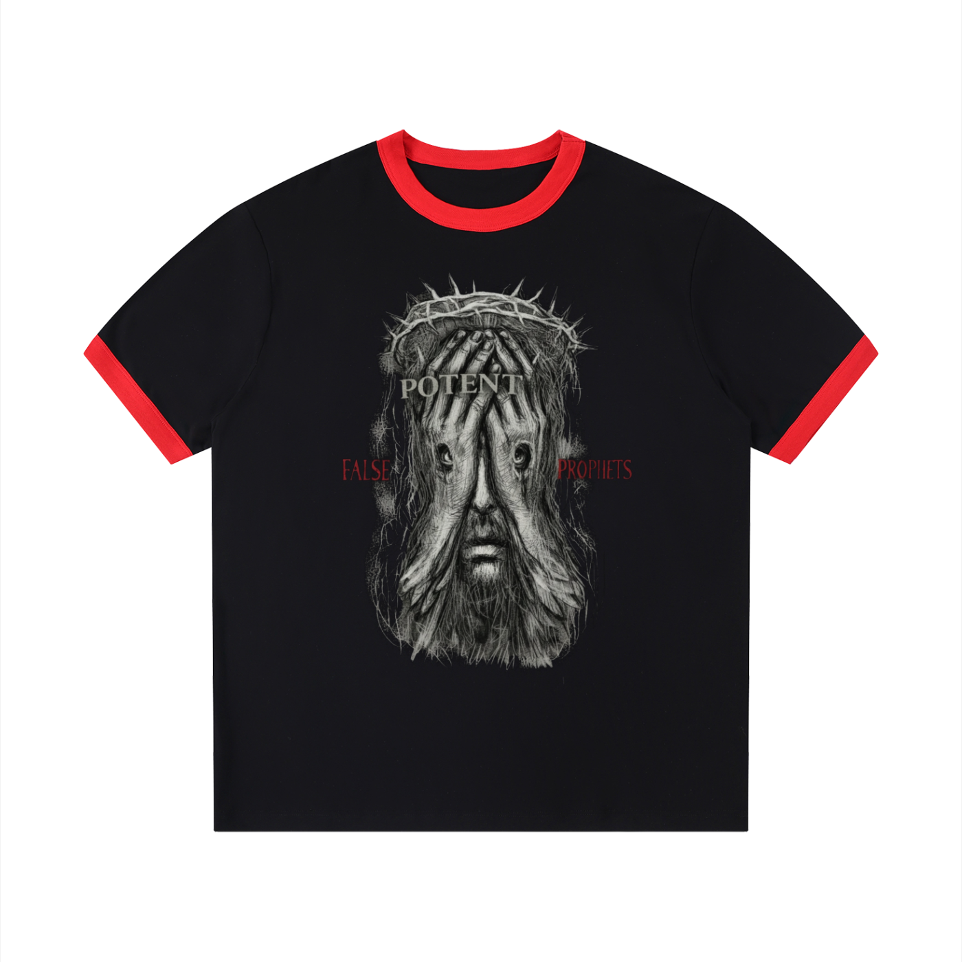 Contrast Edge Ribbed Crewneck T-Shirt