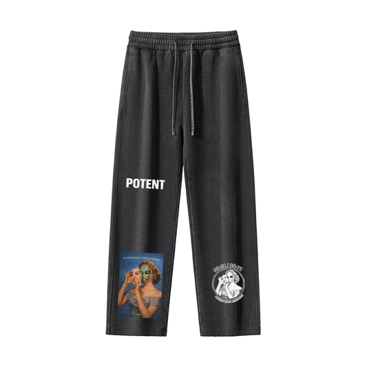 Frayed Enzyme Washed Fleece Sweatpants