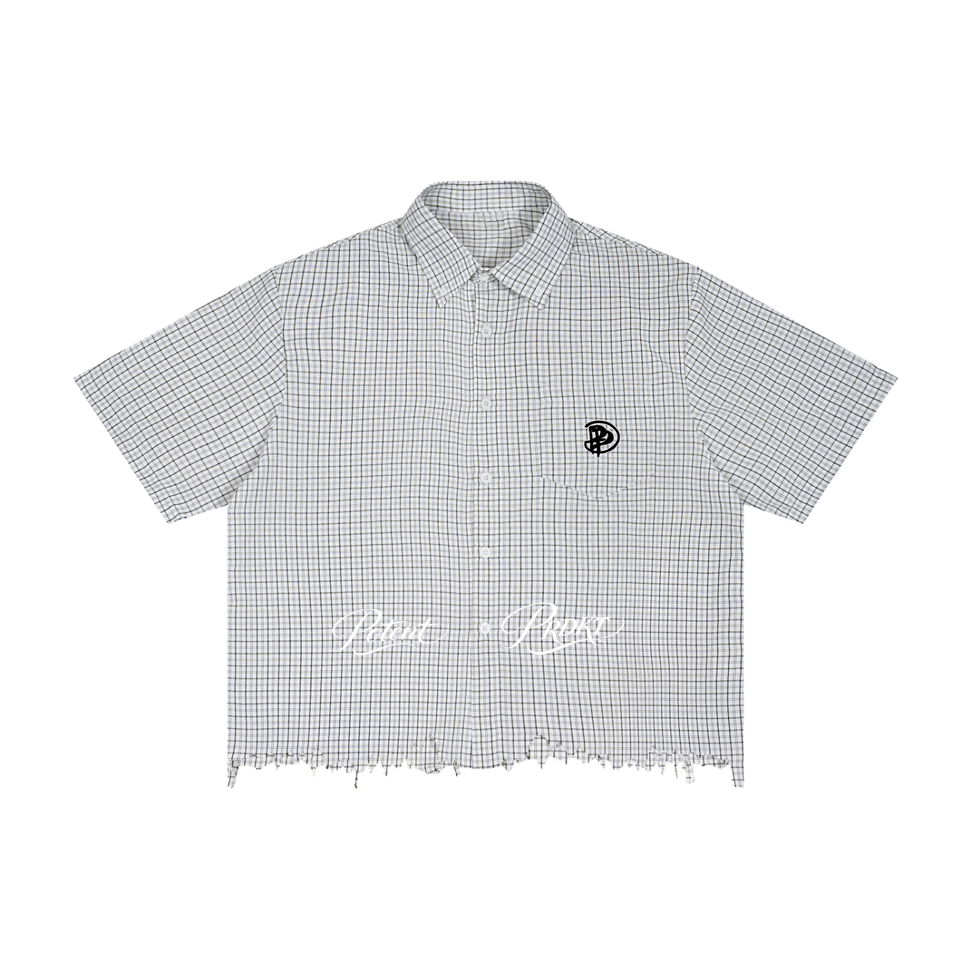 Unisex Distressed Plaid Boxy Shirt