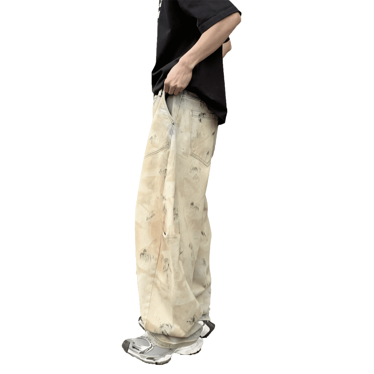 Unisex Elaborately Designed Wide-leg Curved Blade Jeans