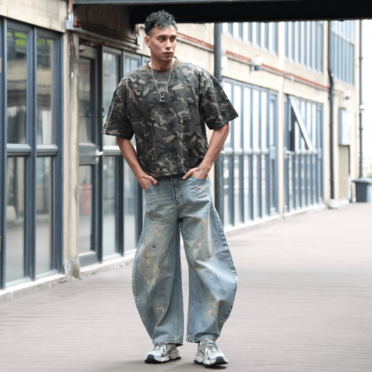 Unisex Heavyweight Camo Cropped Oversized T-Shirt (205GSM)