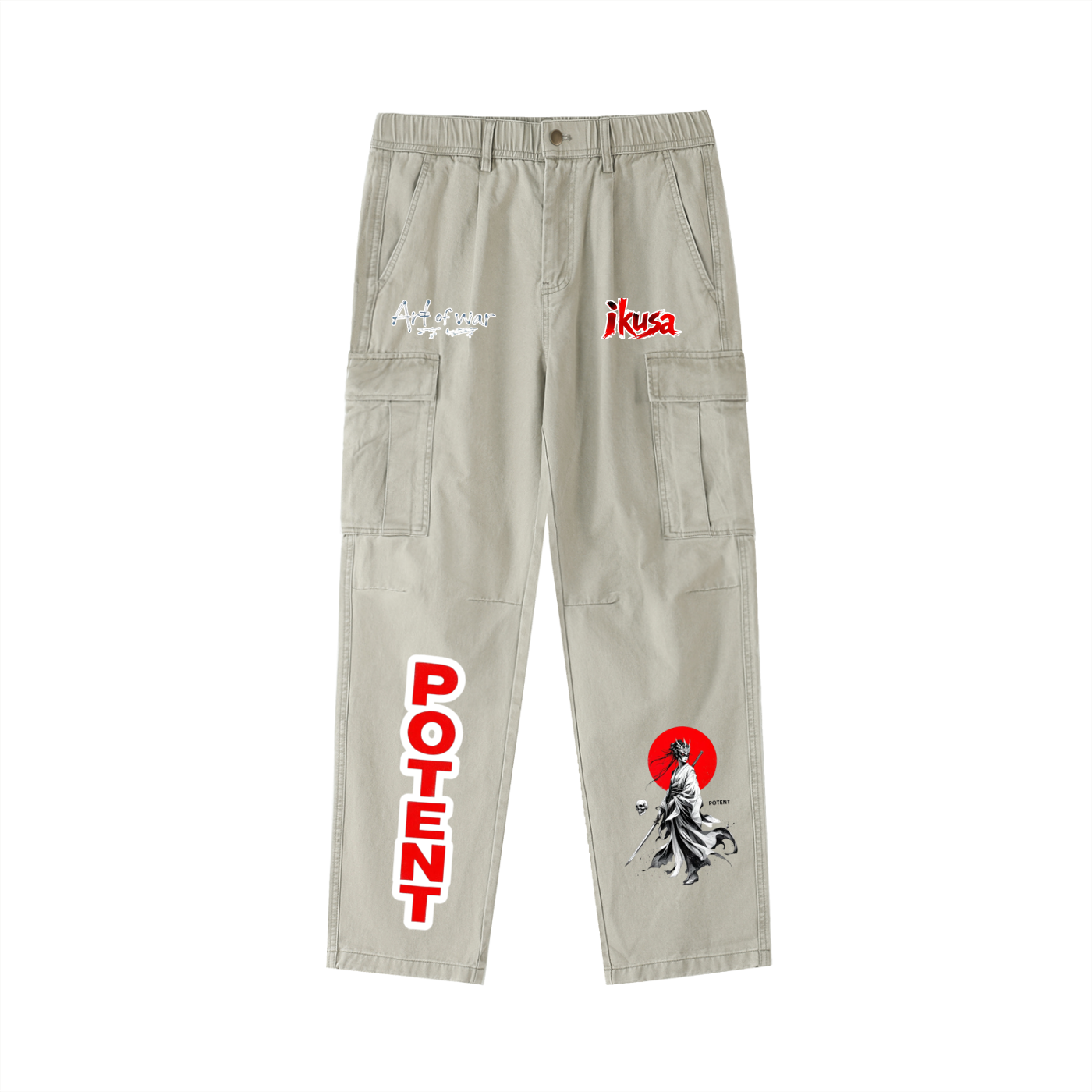 Cotton Elastic-Waist Cargo Pants