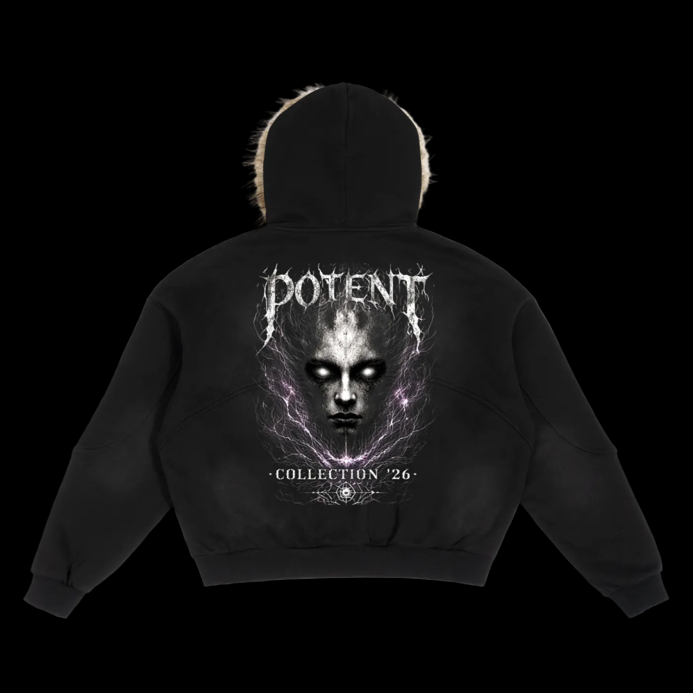 Sun Fade Boxy Detachable Fur Hoodie