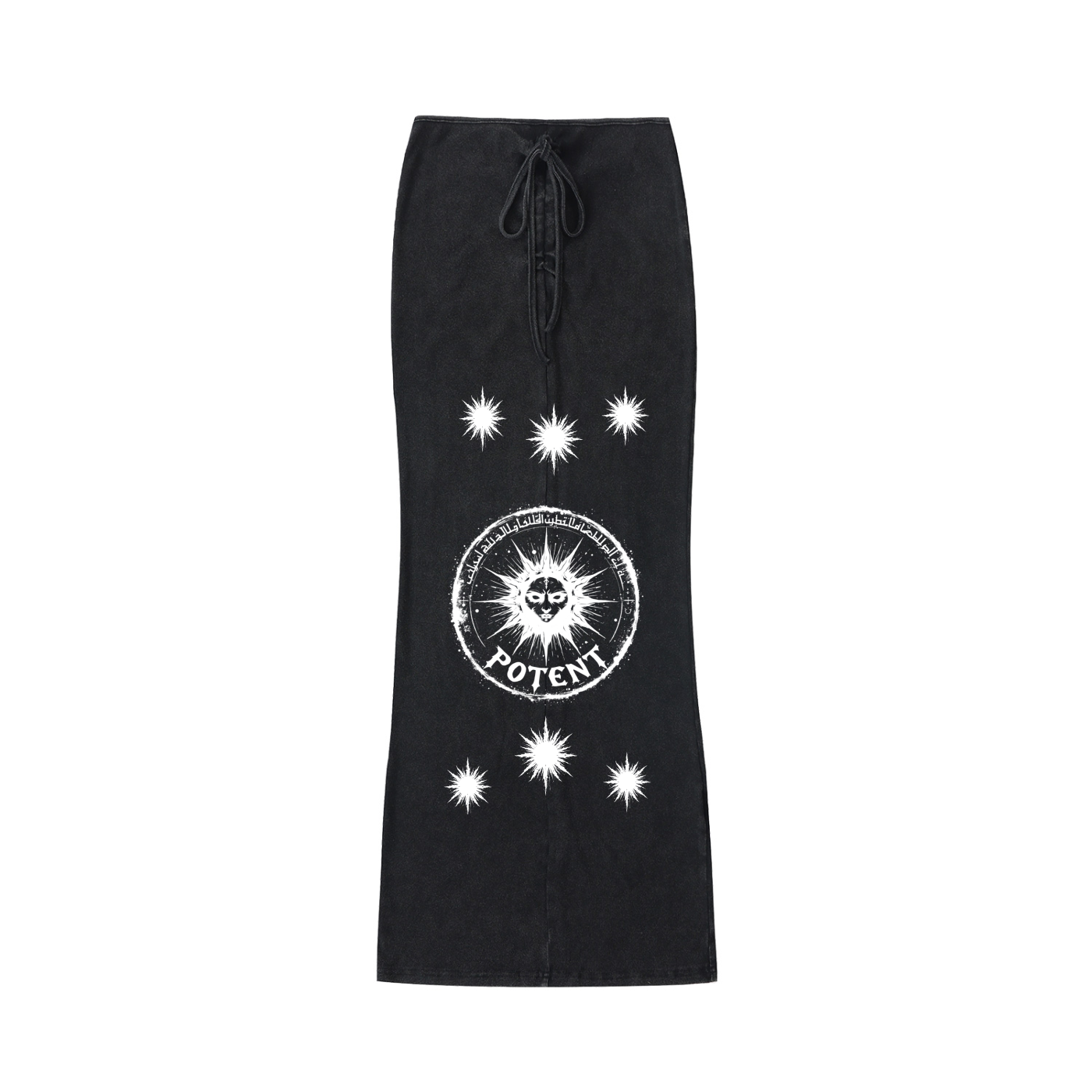 Dyed Washed Drawstring Maxi Skirt