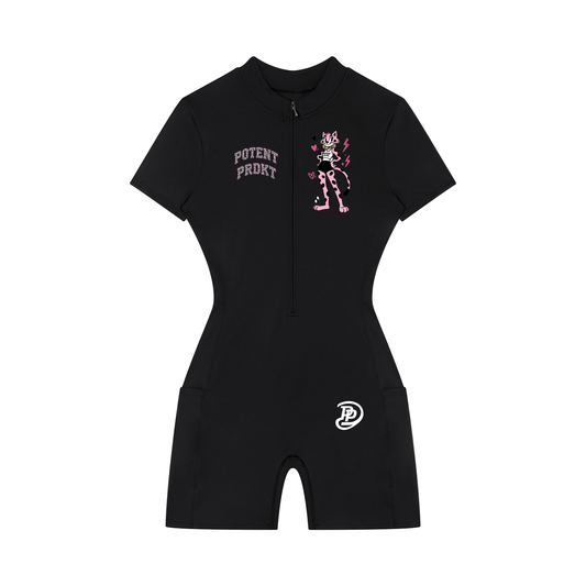 Women's Quarter-Zip Short Sleeve Romper