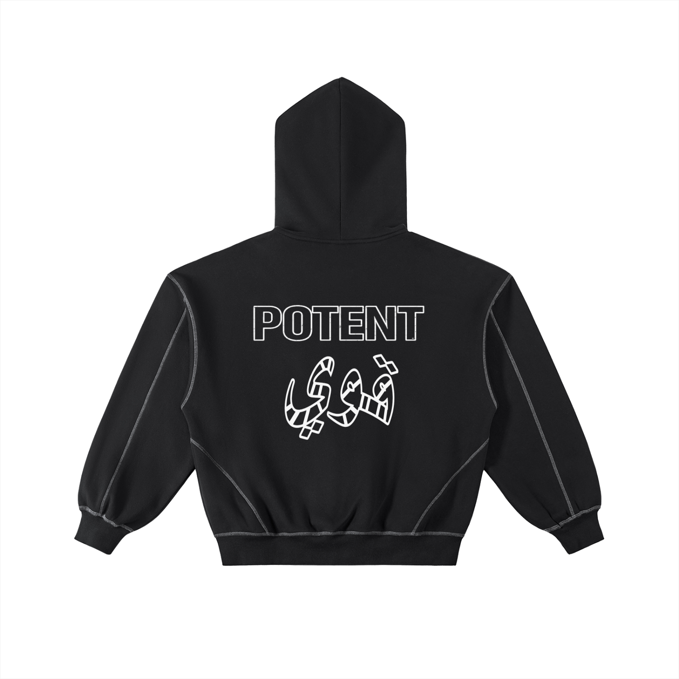 Contrast-Stitched Boxy Fleece Zip Hoodie