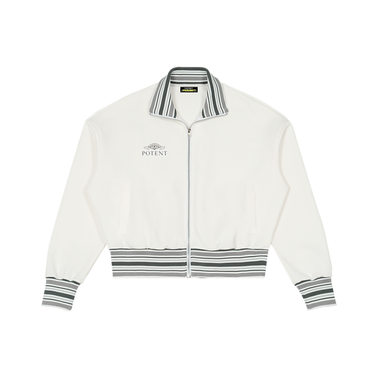 Striped Rib Collar Zip Jacket