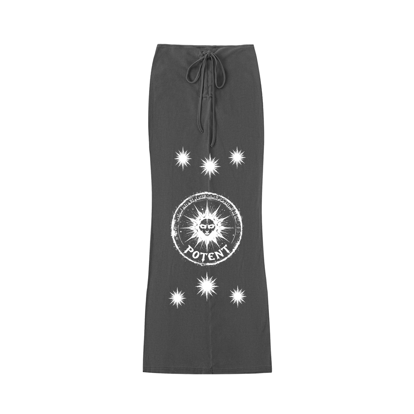 Dyed Washed Drawstring Maxi Skirt