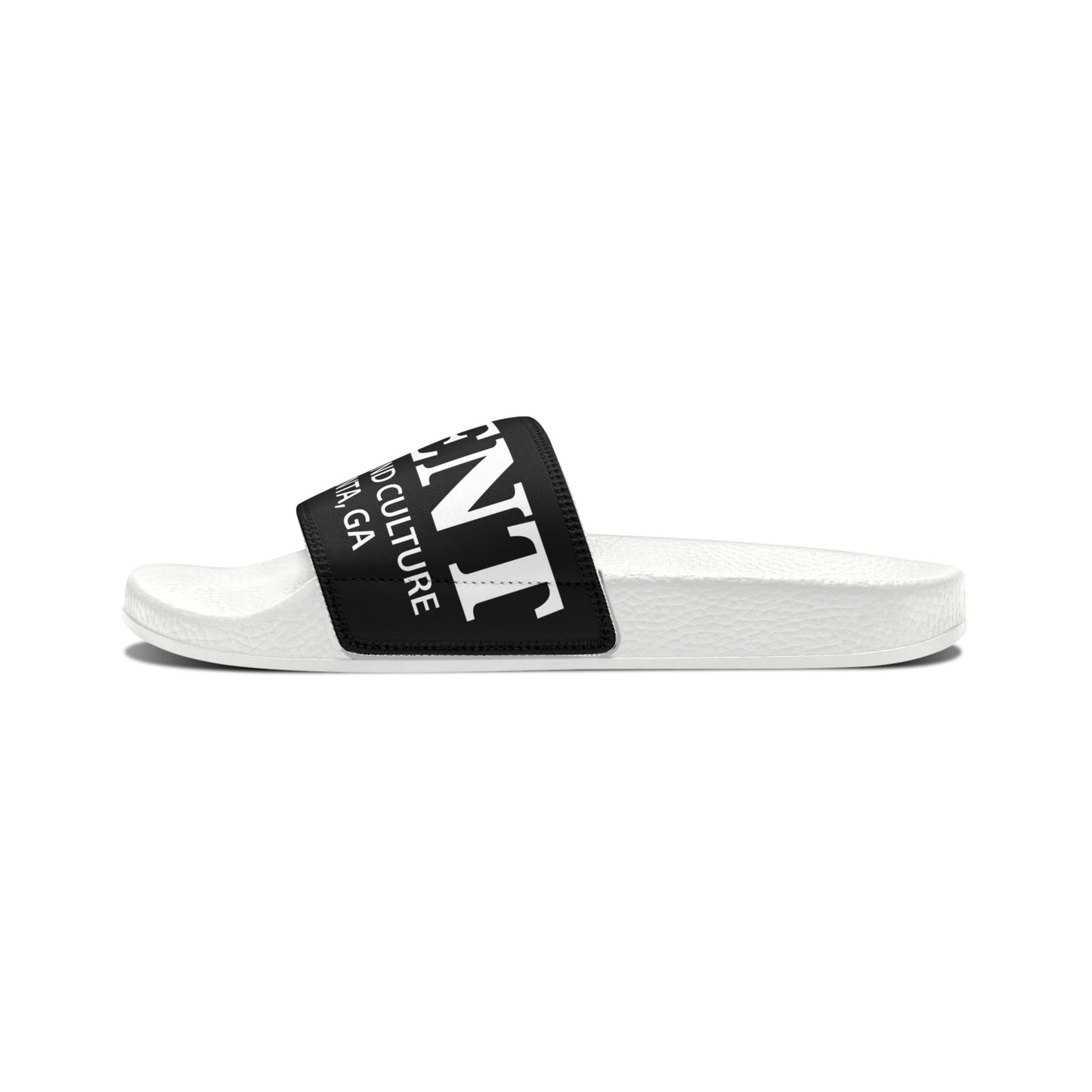 Removable-Strap Slide Sandals — Branded Black Band Casual Slides
