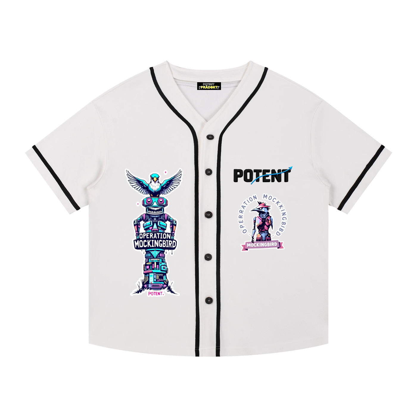 Contrast Piped Button-Up Jersey