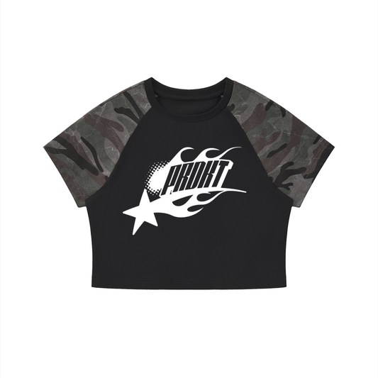 Women’s Camo Raglan Crop T-Shirt