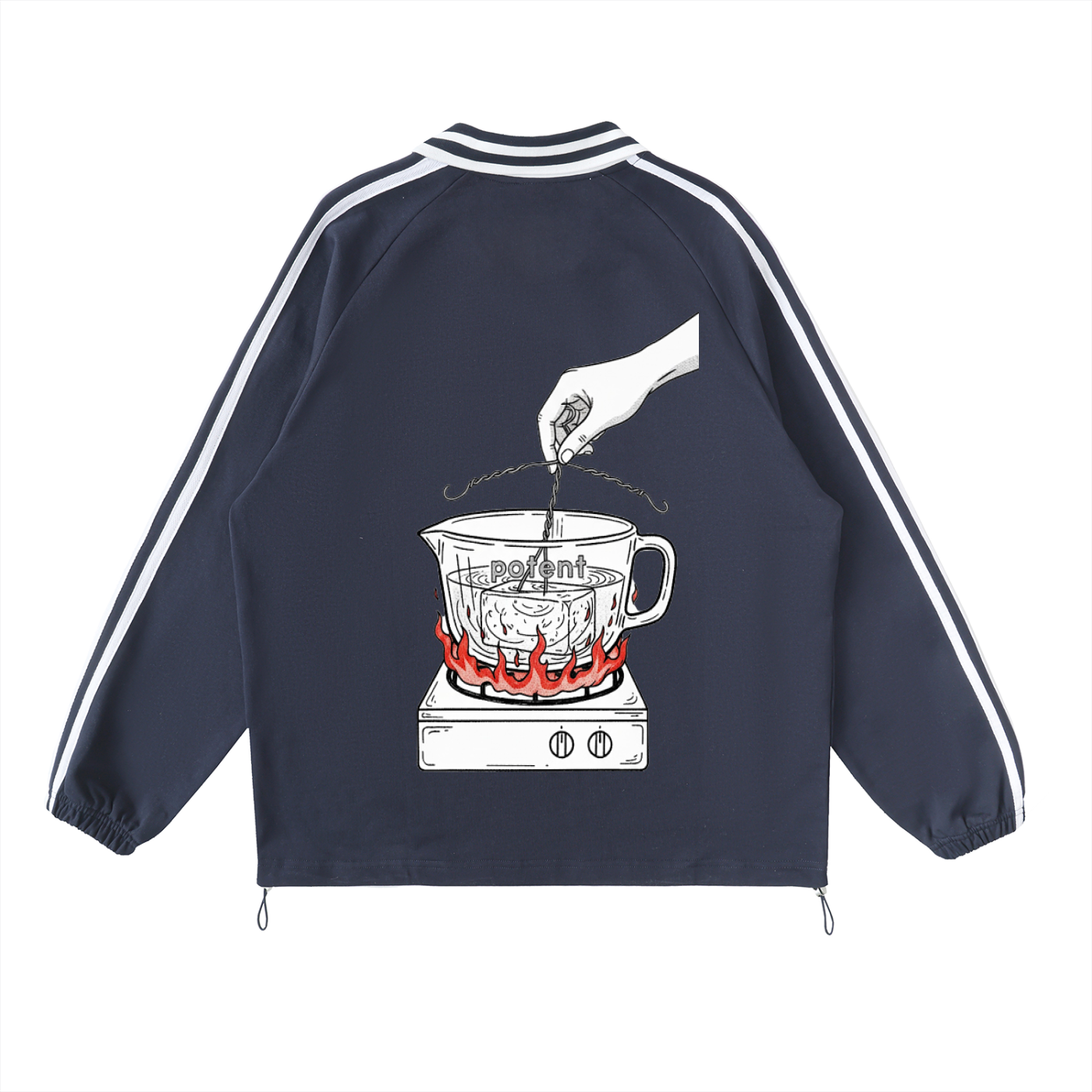 Contrast Striped Lapel Collar Sweatshirt