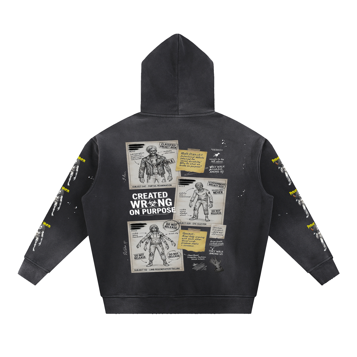 Vintage Washed Frayed Fleece Hoodie