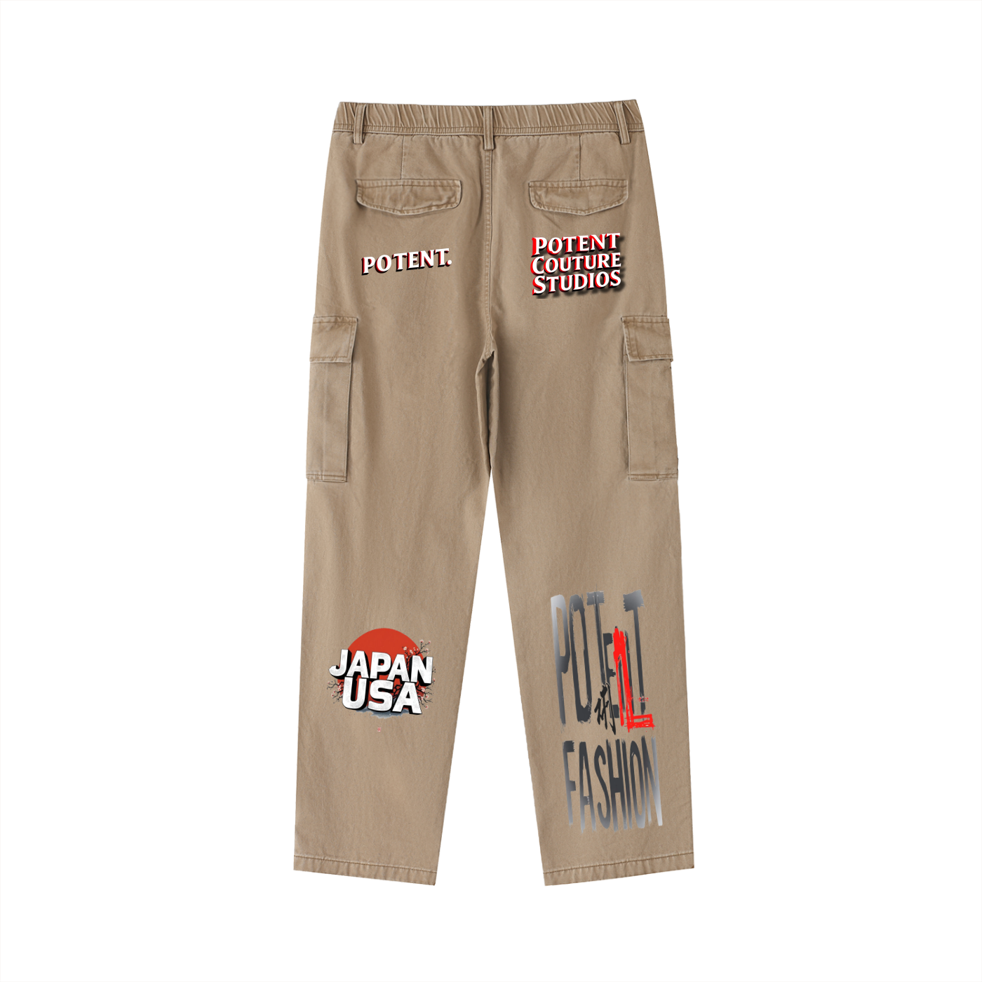 Cotton Elastic-Waist Cargo Pants