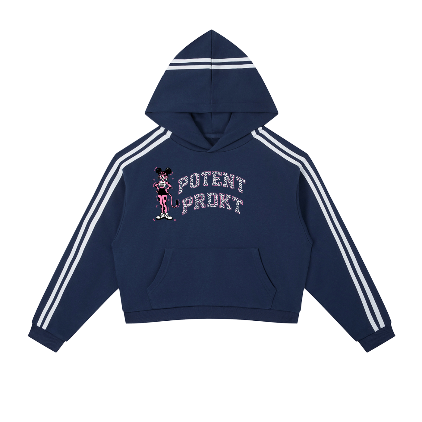 Contrast Side Stripe Cropped Hoodie