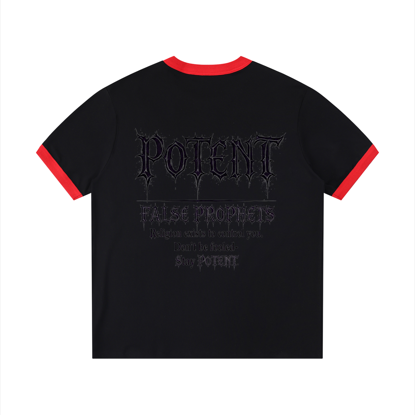 Contrast Edge Ribbed Crewneck T-Shirt