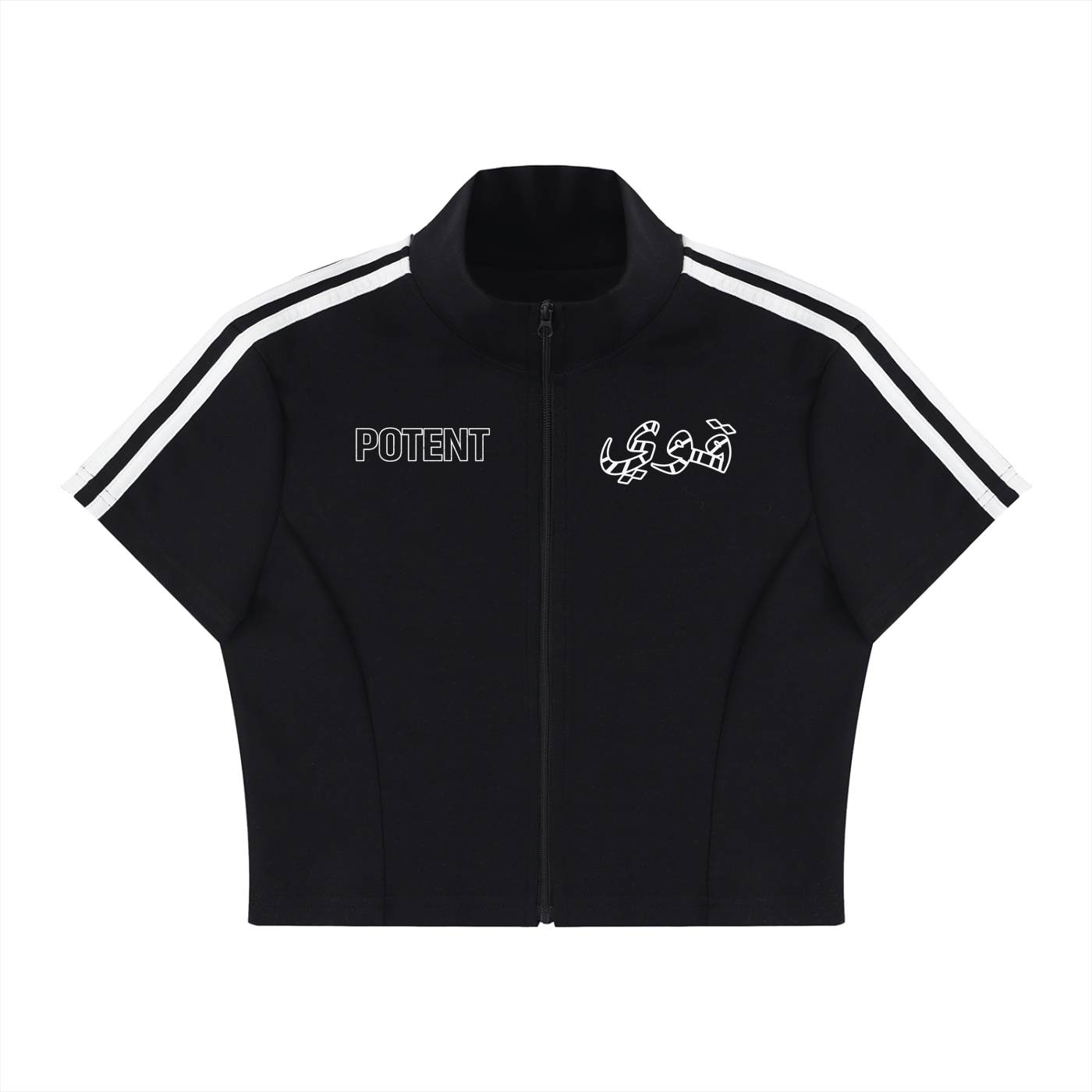 Women's Cropped Full Zip Short Sleeve T-Shirt