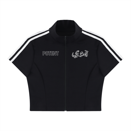 Women's Cropped Full Zip Short Sleeve T-Shirt