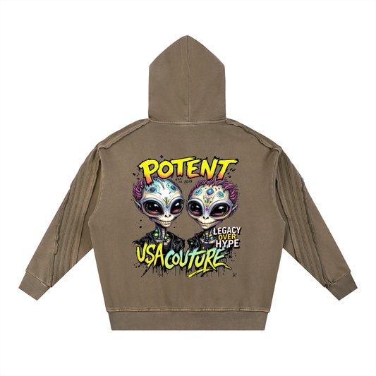 Snow Washed Tape Raw Edge Hoodie 420 GSM