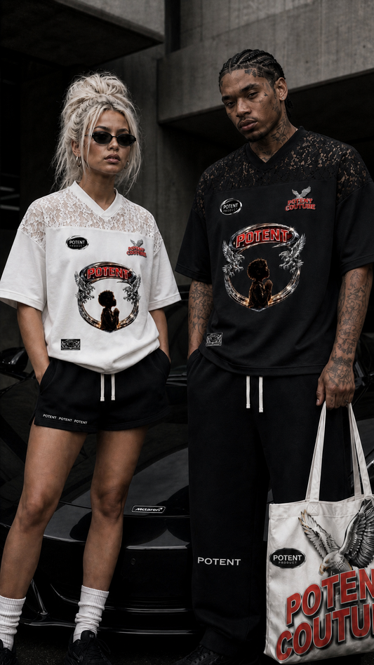Unisex Lace Paneling V-Neck T-Shirt