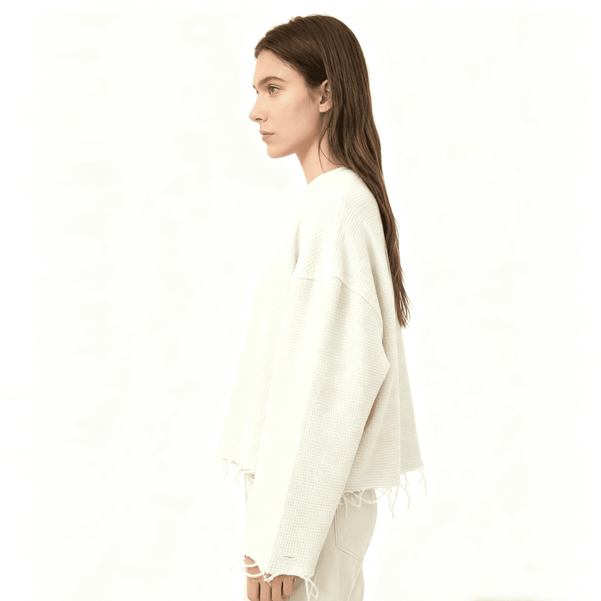Unisex Heavyweight Waffle Cropped Long-Sleeve Shirt (290GSM)