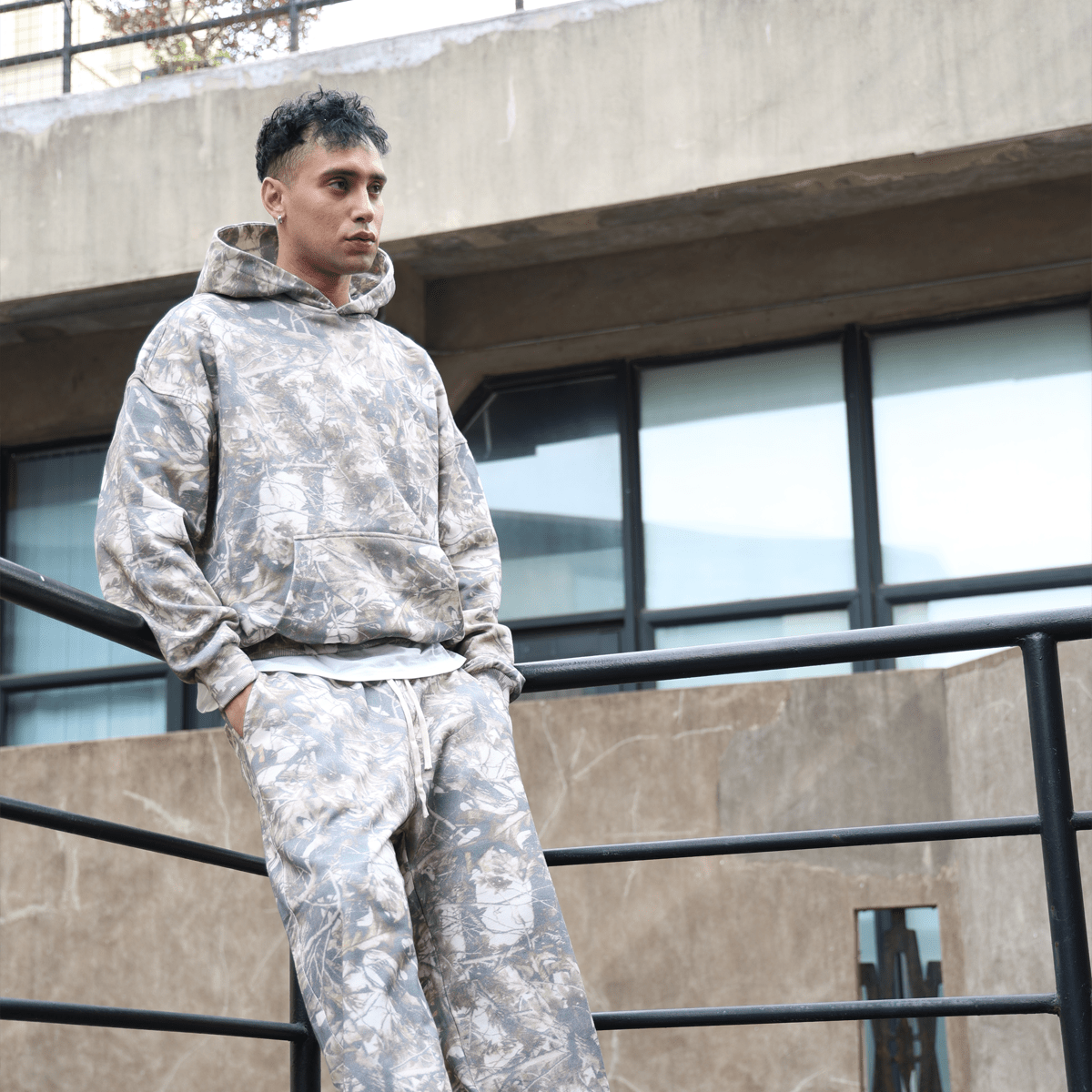 Unisex 100% Cotton Heavyweight French Terry Camo Hoodie（400GSM）