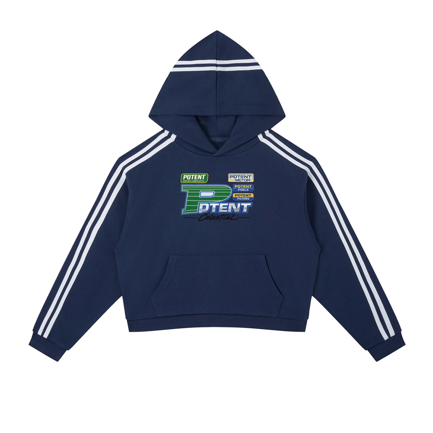 Contrast Side Stripe Cropped Hoodie