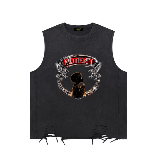 Snow Washed Raw-Hem Tank Top