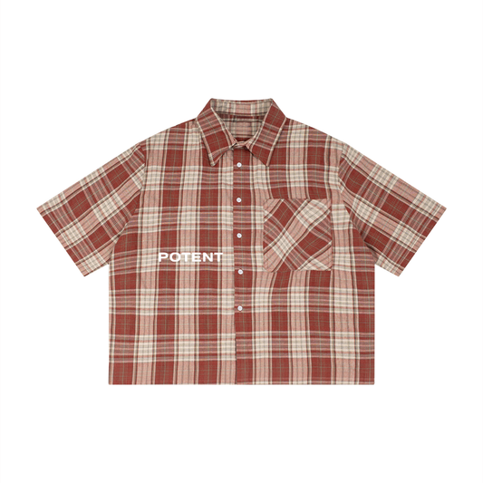 Unisex Plaid Boxy Short Sleeve Shirt