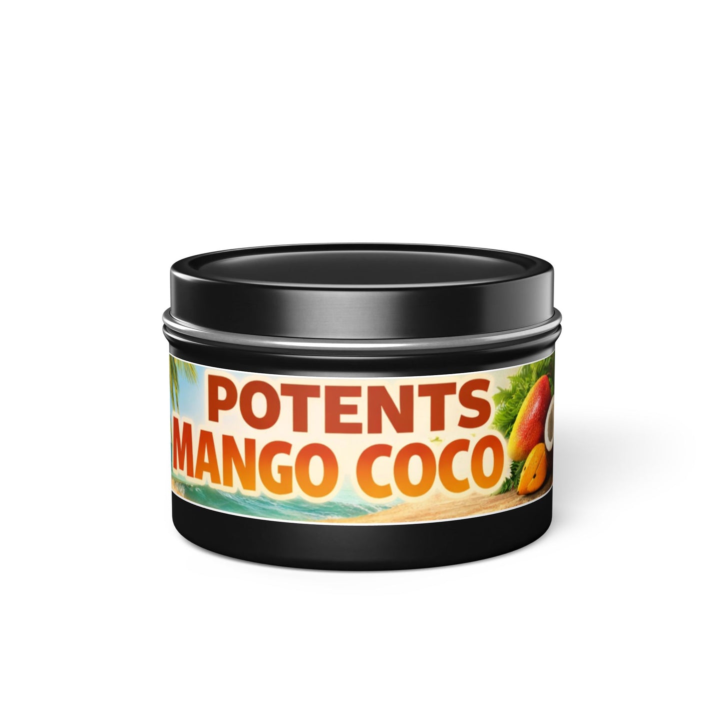 POTENTS Mango Coco Tin Candle — Tropical Mango & Coconut Scented Candle
