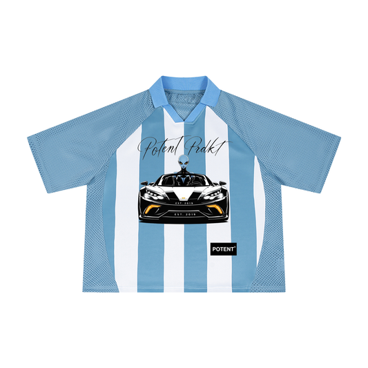 Unisex Striped Mesh Boxy Soccer Jersey