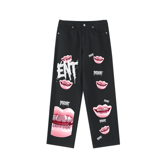 Heavyweight Cotton  DENIM Straight-Leg Pants