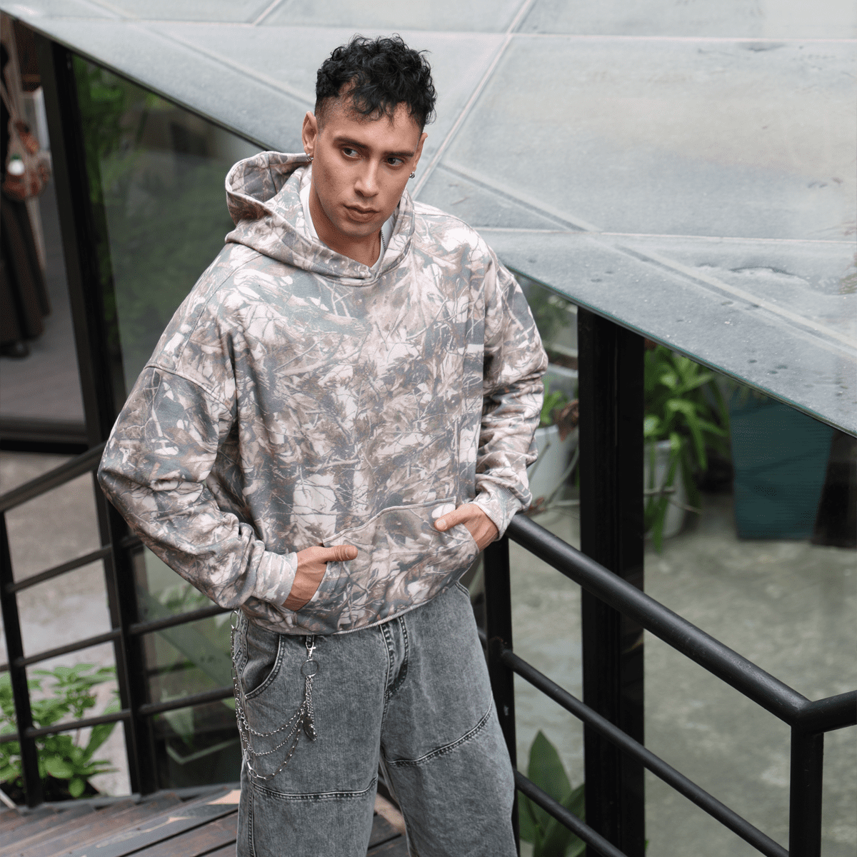 Unisex 100% Cotton Heavyweight French Terry Camo Hoodie（400GSM）