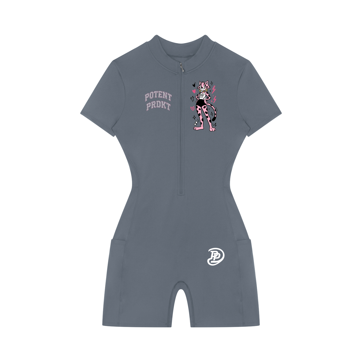 Women's Quarter-Zip Short Sleeve Romper