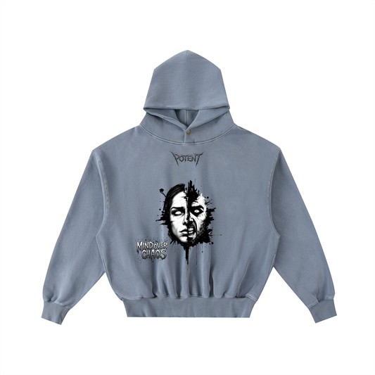 Frayed Enzyme Washed Fleece Hoodie 350 GSM