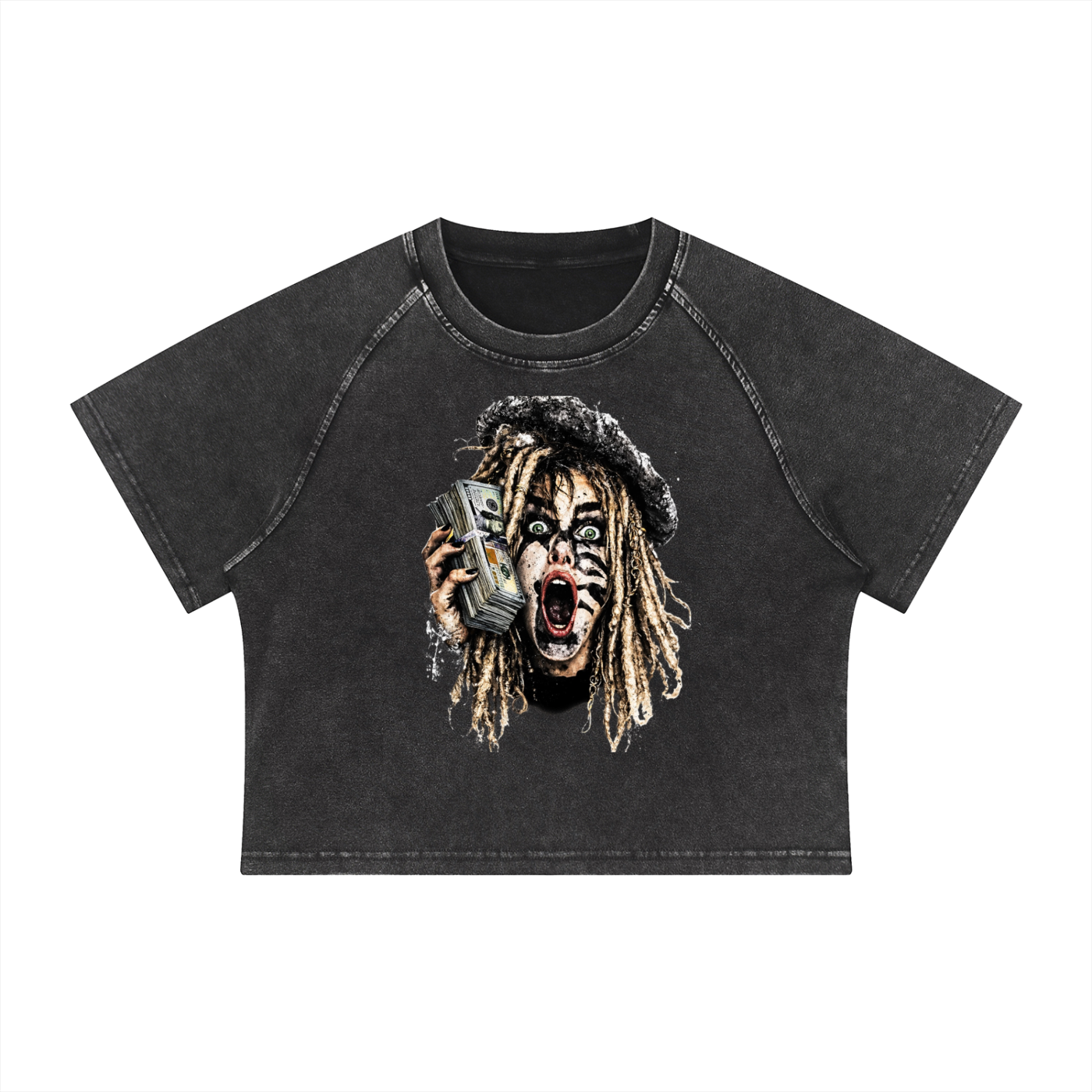 Women's Mineral Wash Raglan Crop T-Shirt