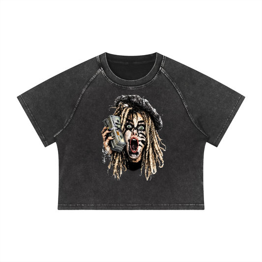 Women's Mineral Wash Raglan Crop T-Shirt