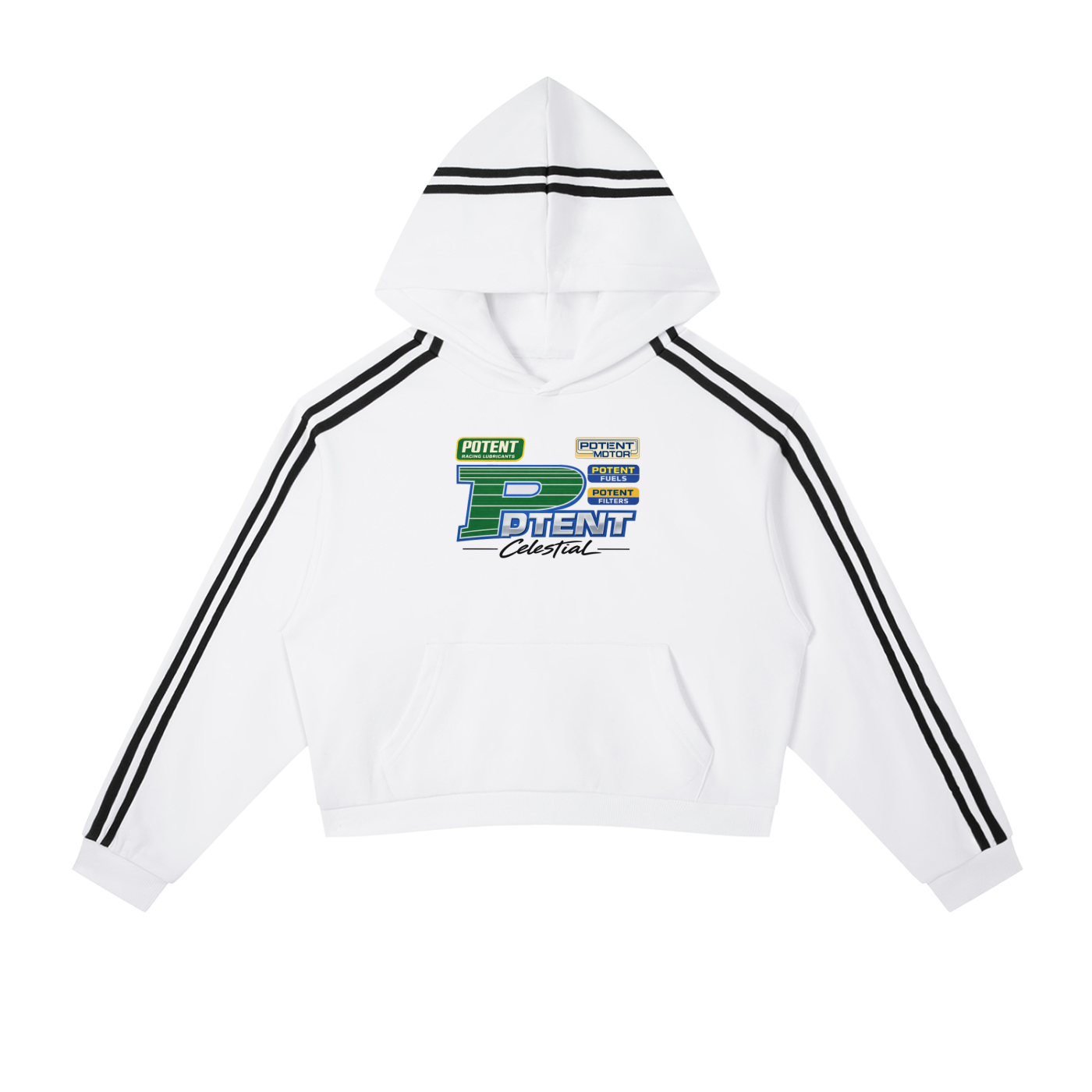Contrast Side Stripe Cropped Hoodie