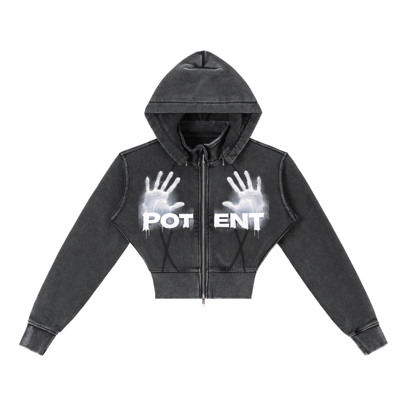 Vintage Washed Cropped Fleece Hoodie