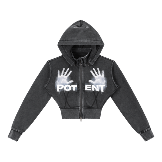 Vintage Washed Cropped Fleece Hoodie